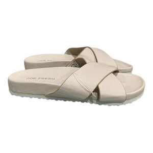 Joe Fresh Slide Sandals Womens Size 6 White Cross Strap Shoes Comfort Casual